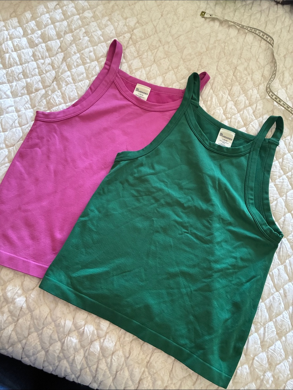 No Boundaries Green and Pink Tank Tops